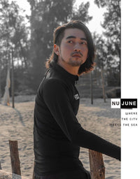 NuJune 泳衣男长袖长裤加大码分体冲浪套装成人拉链防晒潜水服