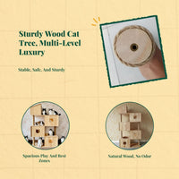Wood cat tree with condo