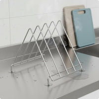 6 Slot Chopping Board Stand Rust-Resistant Stainless Steel Board Rack Sturdy
