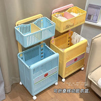 Foldable Mobile Laundry Basket with Double Layers
