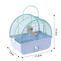 Portable Bird Cage for Parrots and Cockatiels, Medium Size Metal Wire Carrier with Stand Perch and Handle, Small Animal Parakeet and Budgie Use