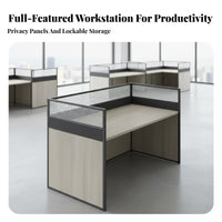Privacy Partitions 4-Person Desk cluster Modern Design Office Furniture Integrated wiring Management Workstation System for Businesses, Startups, Coworking Space, Call call facility