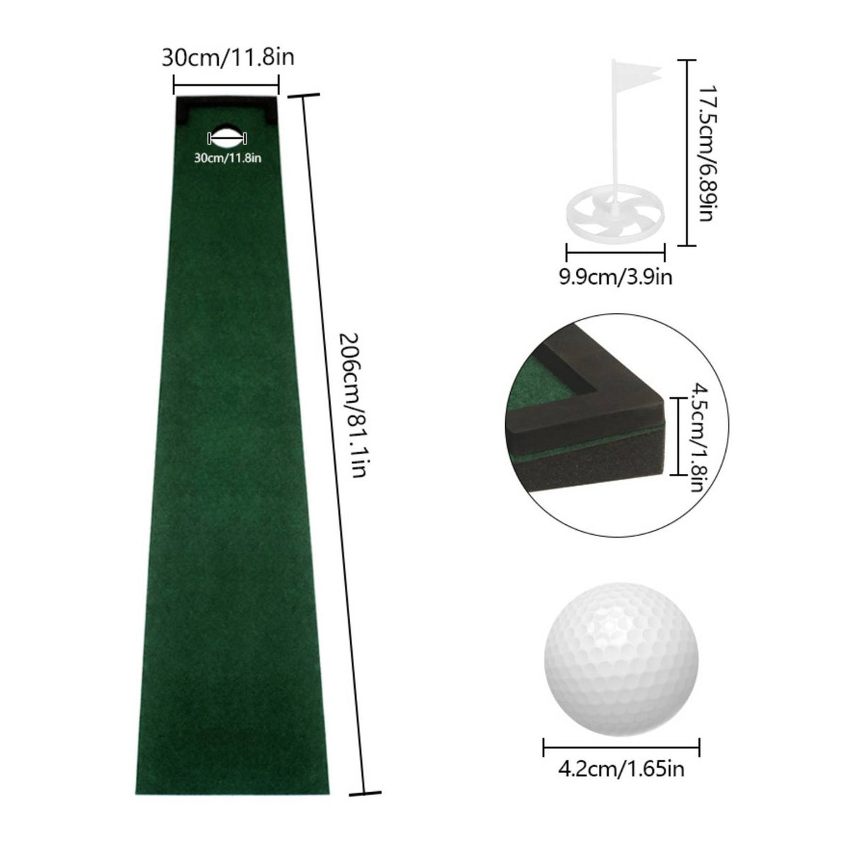 Golf Putting Mat Non-Slip Putting Practice Mat Portable Athletic Gear for Beginners