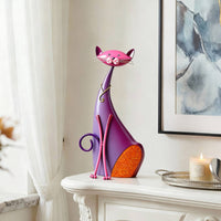 Iron Cat Figurine Tabletop Cat Figurine Decorative for Living Room