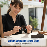 Vintage Mini Round Jewelry Display Stand, Earring Card Holder, Market Stall Organizer, Photo Prop