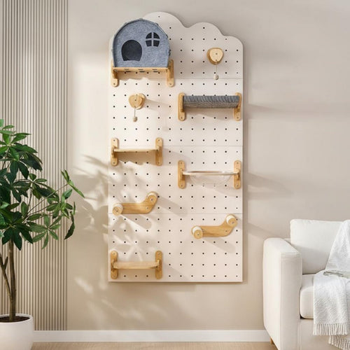 configurable Pegboard Cat Wall DIY Combination configurable Cat Climbing System Space-Saving Pet Furniture for Apartment Dwellers, Indoors, Living Room, Bedroom