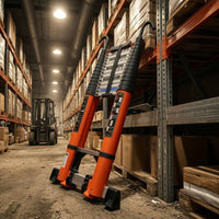Telescopic Ladder with Wheels Retractable Ladder Aluminum for Homeowners, Contractors, Home Maintenance, Worksite, Workshop
