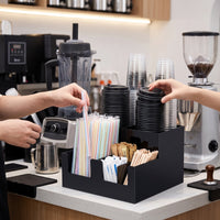 Cup Lid Holder with Compartments Compact Countertop Organizer Multifunctional