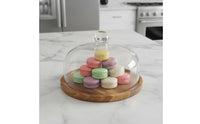 Wooden Cake Plate with Glass Cover Long-Lasting Wooden Cake Plate with Cover Glass Dome Jar Display Stand Easy to Clean