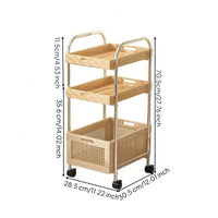 3-Tier Rolling Cart Mobile Furniture Freestanding for Living Room