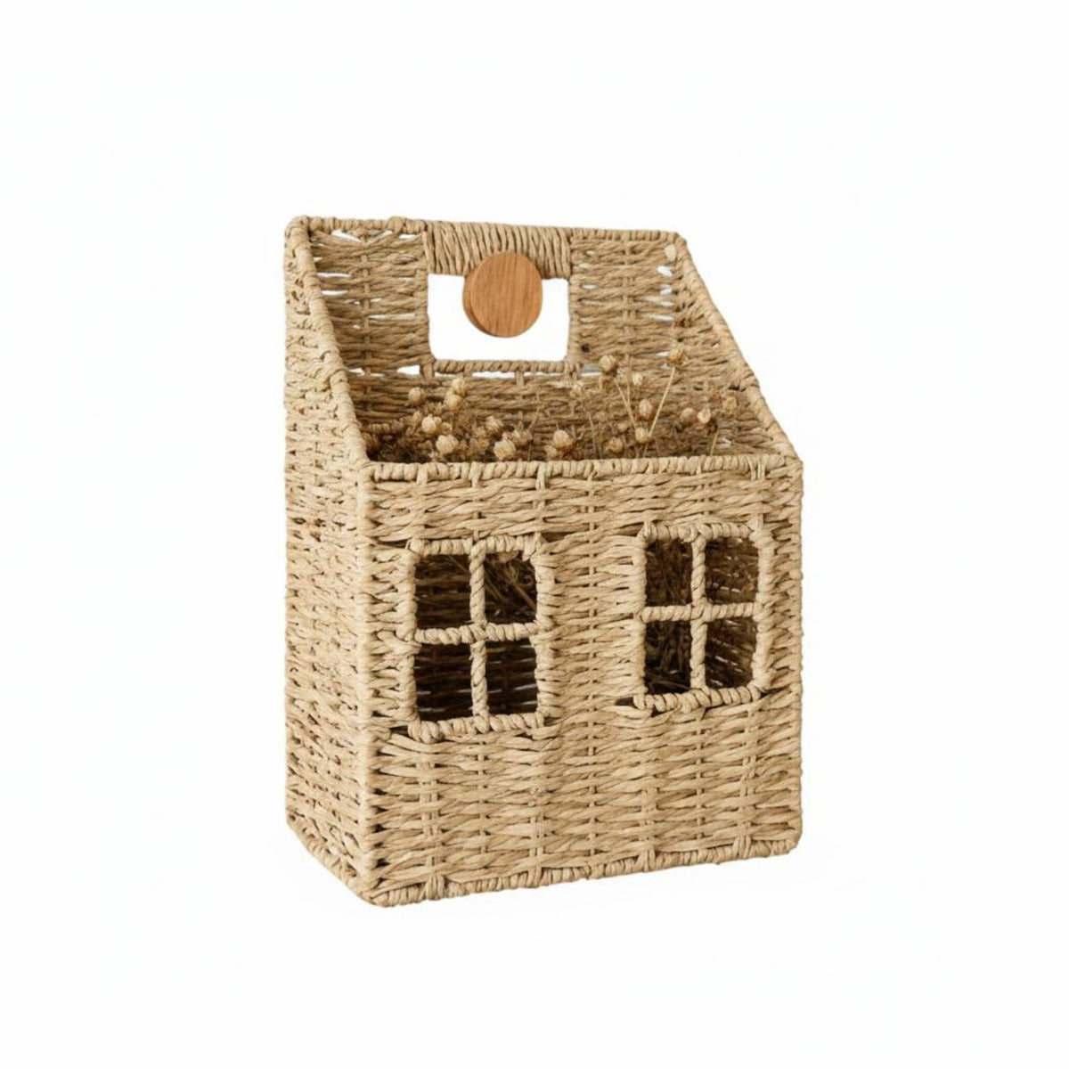 Woven Wall Basket Handwoven Natural Fiber Hanging Basket Eco-Friendly