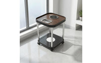 Board Top Mahjong Side Table Stainless Steel Game Side Table Rounded Corners Lower Shelf