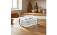 3-Tier Food Container Transparent Refrigerator Organizer Low-Profile for Freezer