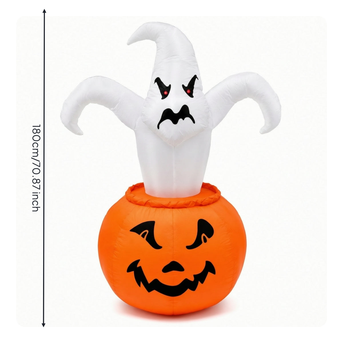 Outdoor Halloween Inflatable with LED Light Lighted Inflatable Ghost with Pumpkin Giant Inflate Ghost Bright for Yard