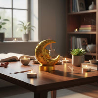 Moon Incense Burner Decorative Resin Incense Holder Mystical Design for Study