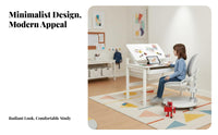 Ergonomic Design Adjustable kids' Desk and Chair Set Safety Rounded Corners Adjustable Desk and Chair Set Tilting Desktop children's Furniture long-lasting Construction for Students, Parents, Study Room, Home, Bedroom, Playroom