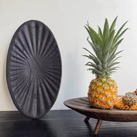 Wabi-Sabi Retro New Chinese Style Oval Three-Legged Tray Solid Wood Fruit Tray Decorative Tray