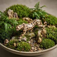 Decorative Leopard Figurine Handmanually Colored Feline Statue Figurine Textured Finish Animal Sculpture