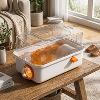 Transparent Hamster Cage Single Layer House with Handle and Side Door, Portable Oval Shape Beginner Indoor Dwarf Hamster Habitat
