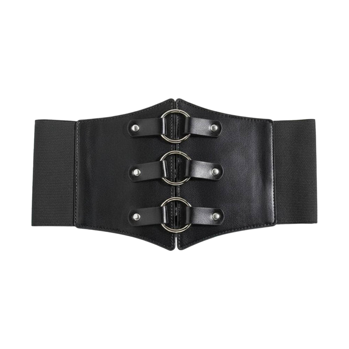 Triple-Loop Waist Belt Decorative Metal Rings Wide Corset Belt Fashion Style Waist  Trimmer