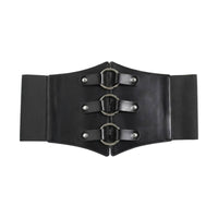 Triple-Loop Waist Belt Decorative Metal Rings Wide Corset Belt Fashion Style Waist  Trimmer