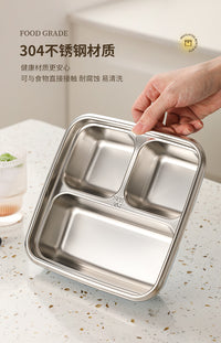 Microwave-Safe Lunch Box 304 Stainless Steel Divided Sealed Portion Control Salad Bento Fresh-Keeping Container