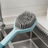 Silicone Dishwashing Brush Long Handle Silicone Brush Hanging Hole Kitchen Cleaning Tool