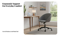 Upholstered Computer Seat Adjustable Height Upholstered Rolling Seat Soft Upholstery Ergonomic Design for Adults, Women, Bedroom