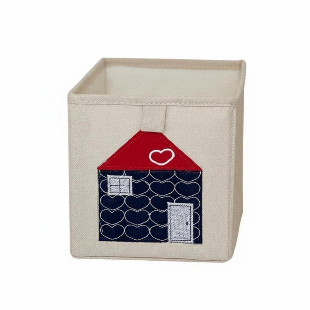 Embroidered Cloth Container Space Saving Rectangular Tote with Handles for children