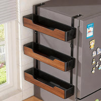 Ljxz Solid Wood Refrigerator Side Hanging Rack, Multi-layer Storage