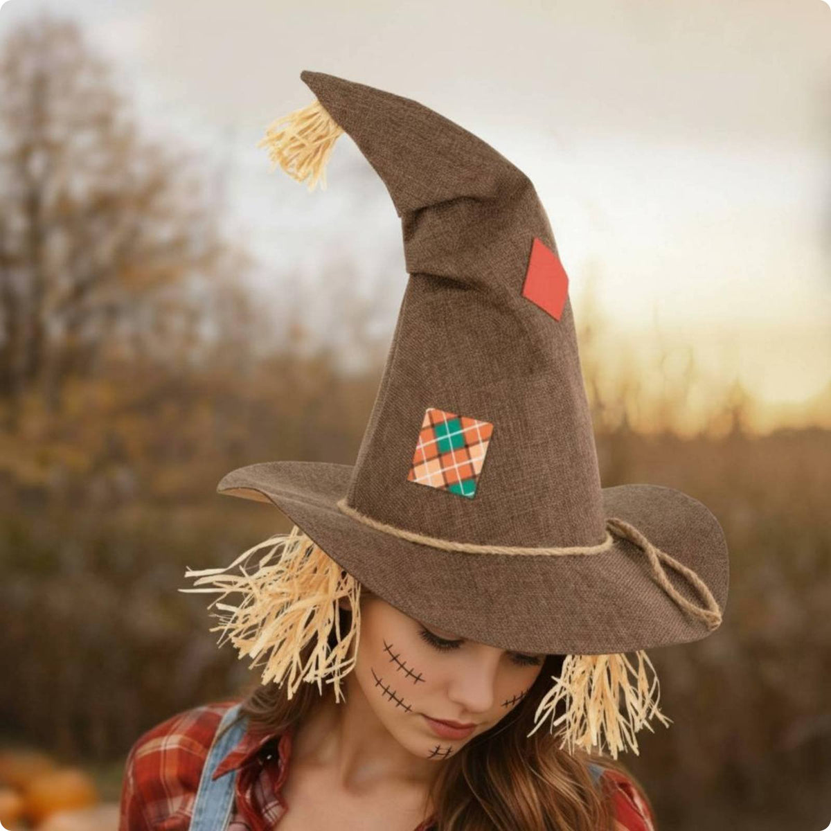 Halloween Witch Hat Cosplay Pointy Straw Witch Hat Festive