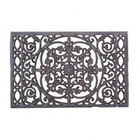 Cast Iron Door Mat Dark Bronze-Brown Metal Entry Mat Textured for Entryway