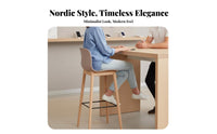 Molded Seat High Stool Nordic Barstool Chair Modern Simple Design Ergonomic Backrest for Kitchen Island, Reception Area, Pantry