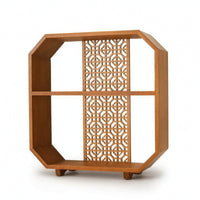 Wall Shelf with Lattice Back Rustic Wooden Wall Shelf Space-Saving for Reading Corner