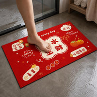 Diatomaceous Earth Bath Mat, Non-Slip Absorbent Floor Mat for Bathroom & Toilet Entrance, Festive Red
