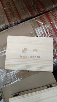 YHH樱禾拍拍胶分60格装木制包装盒美甲包装木盒子42格调色木质盒