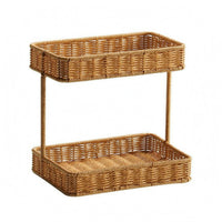 Two Tier Storage Rack Airy Rattan Storage Rack Sturdy Countertop Organizer for Vanity Table