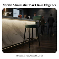 Upholstered High Stool with Low Support Nordic Design Bar-Height Chair Minimalist Design Stable Base for Kitchen Island