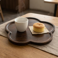 Wood Tray Even Surface Flower-Shaped Tray Decorative