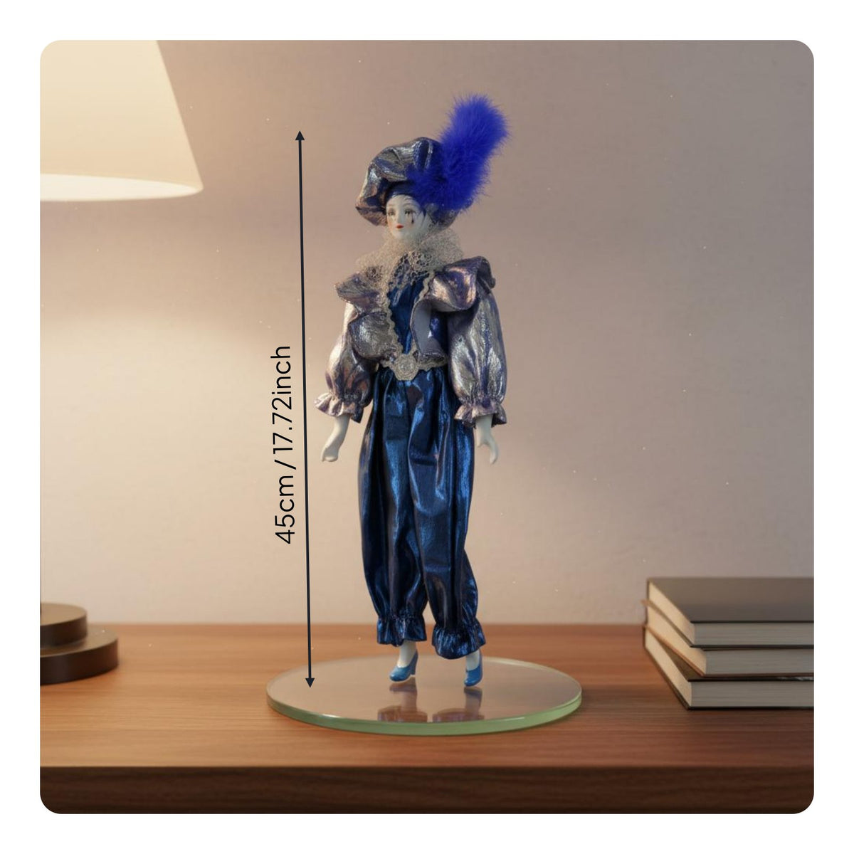 Pierrot Clown Doll Decorative Porcelain Clown Figurine Collectible