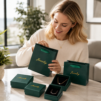 Creative Dark Green Jewelry Box with English Initials, Red Hot Style Gift Packaging Box with Lid and Base