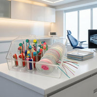 Side Slots Acrylic Oral Storage Holder Hinged Lid Ligature Loop Holder 3.8 Mm Thick Orthodontic Chain Box Transparent
