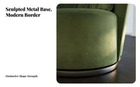 Curved contour Upholstered rotating Chair Designer Look bloomrear rotating Armchair Modern aesthetic Home Seating Comfortable Cushioning for Interior Designers, Hotel Managers, Homeowners, Living Room, Reception Area, Lounge, Bedroom