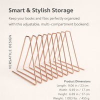 Adjustable Metal Bookends, Black, 11-Grid Elastic Design