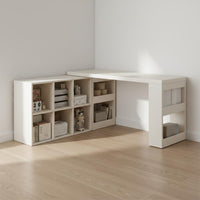 Extendable Computer Desk with Shelves Multifunctional L-Shaped Corner Desk Space-Saving Study Table for Students, Bedroom, Small Areas