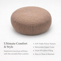 Round Teddy Fleece Floor Cushion, Large Floor Cushion Seating, Soft Thick Floor Pillow, Modern Minim - Image 7