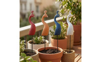 Hand-Painted Peacock Plant Pick Resin Peacock Stake Ornament Feather Pattern Outdoor Decor Textured for Flower Pots