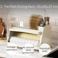 2-Tier Dish Rack Kitchen Organizer with Drain Cabinet