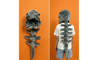 Open-Jaw Dinosaur Skeleton Costume Hood | Wearable, Dinosaur Skull Hood with Tail, for Halloween