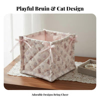 Cute Animal Organizer Bin Versatile Satin Cosmetic Pouch Storage Basket for Washroom